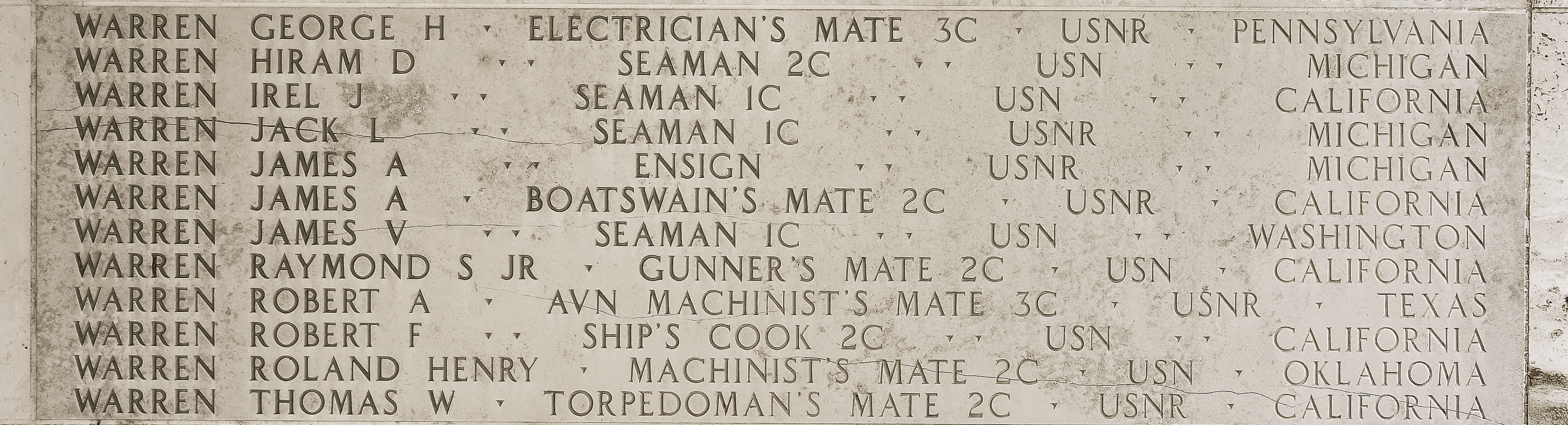 Thomas W. Warren, Torpedoman's Mate Second Class